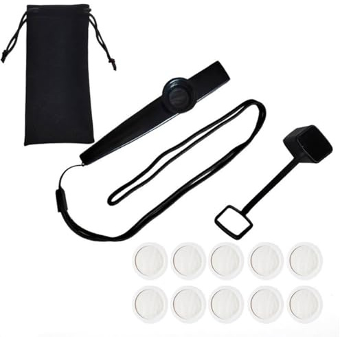 FUHAMJ Set De Kazoo Con Funda Protectora, Bolsa De Transporte Y 10 Membranas Para Flauta; Kazoo, Instrumento Musical Para Niños En Edad Preescolar Y Adultos (Negro)