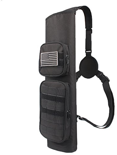 KRATARC Archery Back Arrows Quiver Bag with Molle System and Pockets for Hunting Shooting Target Practice (Black- molle design)
