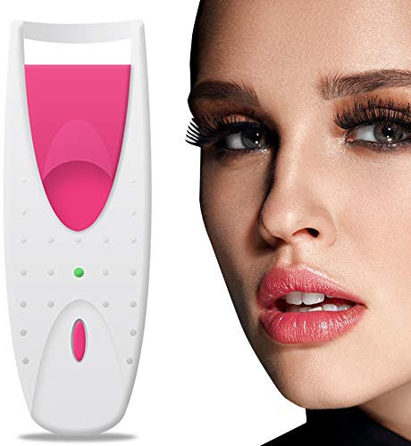 Glamza Heated Eyelash Curler Longer Lashes Makeup Curl Lash Electric Silicone Refill Pads Natural Cosmetic Eyes Makeup Hot Curling Tool for Women Ladies Girls Long Lasting Curled