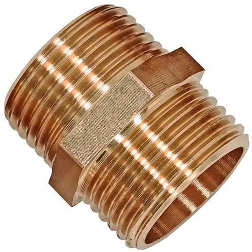 MegaHaustechnik Doppelnippel 1 1/4 Rohr Zoll Aussengewinde AG - Gewinde Fitting Verschraubung aus Messing