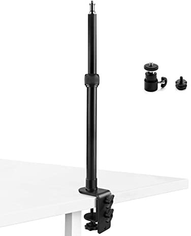Tinpops Skrivbordsstativ med 360° roterbart kulhuvud, bordsstativ, skrivbord i aluminium, med 1/4 tum skruv för DSLR-kamera, ringljus, fotograferingsvideo