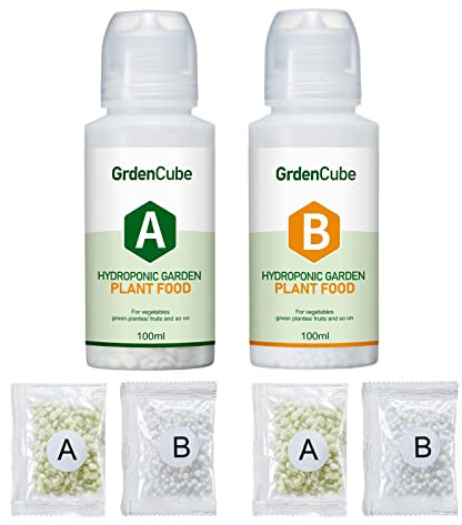 Plant Food Hydroponic Nutrients Supplies: Hydroponics Growing System General A&B Water Soluble Solid Fertilizer for Vegetables Fruits Flowers Thrive - Indoor Herb Garden Plants Accessories