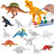 TuYines Dinosaurier Malset für Kinder,Dinosaurier Figuren Bastelset,14pcs 3D Dinosaurier Spielzeug Malsets, Kinder ab 4 5 6 7 8 9 10 Jahre alt Jungen Mädchen,Malen Sie Ihr Eigenes Dino (A)
