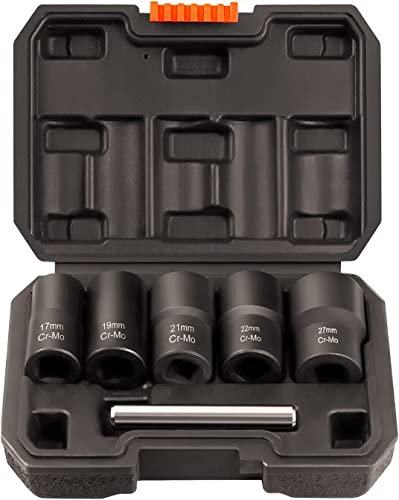 THINKWORK Twist Socket Set, 6 Pieces Stripped Lug Nut Removal Extractor Tool for Removing Damaged, Frozen, Rusted, Rounded-Off Bolts, Nuts & Screws, TH-6070