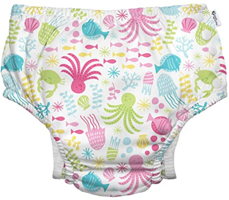 green sprouts - Eco snap Swim Diaper with Gussets - White Sea Pals - 18mo (12-18m)