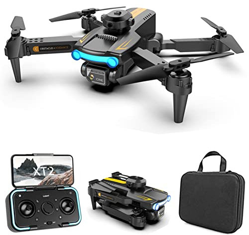 Goolsky LSRC XT2 Drohne, Drohne mit Kamera 4k Daul WIFI Positionierung des Optischen Flusses, 2,4GHz Erkennung von Hindernissen Quadrocopter Drohne für Anfänger Schwarz