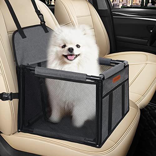 SWIHELP Dog Car Seat With Clip-on Safety Leash and PVC Stable Frame Foldable For Small Pets Puppy