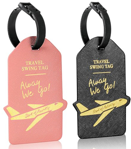 Alyvisun 2 Piezas Etiquetas de Equipaje, PU Etiquetas de Equipaje de Viaje, Etiquetas para Equipajes de PU Etiquetas para Maletas de Viaje para Bolsas de Equipaje Maletas y Mochilas