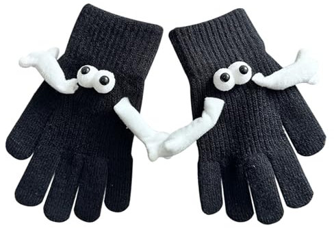 Handschuhe Herren Damen Winterwarme Magnethandschuhe Winterhandschuhe Touchscreen Anti Rutsch Winddicht Handschuhe Partnerhandschuhe zum Autofahren Radfahren Skifahren Arbeiten Outdoor (Schwarz)
