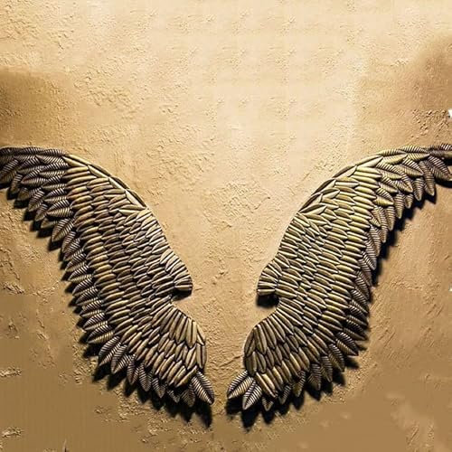 Decorazione Murale Scultura da parete, Decorazione da parete con ali in ferro battuto, Fatto a mano, Decorazione pendente da parete stereo da appendere alla parete, Scultura in bassorilievo (Argento 1