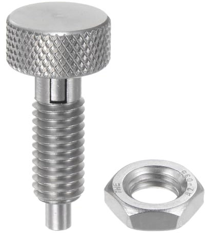 QUARKZMAN Émbolo de Resorte con Mango Estriado Tamaño de Rosca M8 Pasador Retráctil de Acero Inoxidable No Bloqueante para Ubicación de Equipos Industriales.