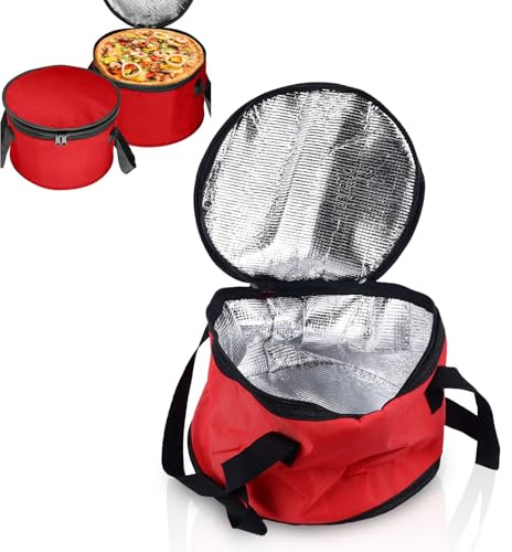 WGFOIP bolsa isotermica redonda Bolsa Aislante Redonda, Portador de Alimentos Aislado, Bolsa Térmica Enfriadora Reutilizable Plegable para Picnic, para un Compañero de Picnic Versátil (Rojo)