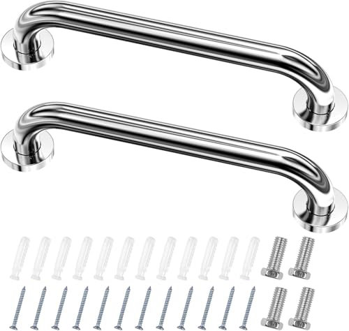 2 Pièces Barres d'Appui WC de 30cm pour Salle de Bain, Poignée de Sécurité en Acier Inoxydable 304, Main Courante Antidérapante pour Douche, Baignoire, WC, Adaptée aux Seniors, Handicapés et Enfants