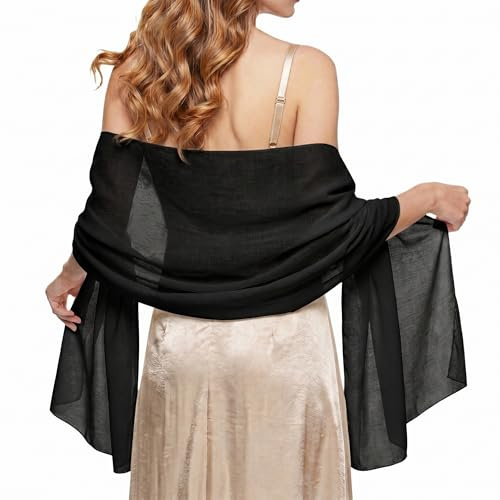 ehsbuy Chiffon Scarf Gifts for Women Plain Ladies Lightweight Soft Women's Neck Scarf Shawls and Wraps for Wedding Party Birthday Evening Dresses