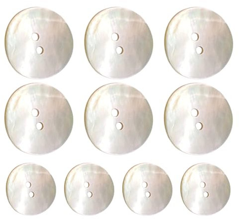 Perlmutt Knöpfe - Natürlich Schimmernde Perlmuttknöpfe | 2 Loch Flach Knöpfe | Mother Of Pearl Buttons | Natürliche Perlmuttknöpfe | Kleine Echt Perlmutt-Nägel | 2 Loch Flach Buttons Zum Annähen