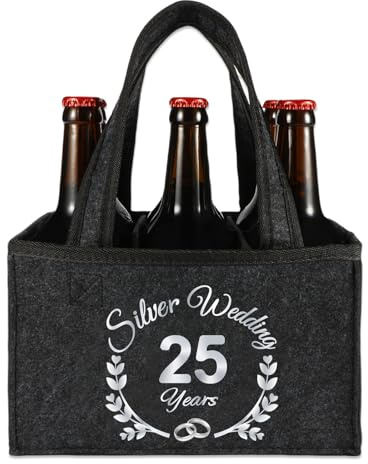 Anicy Bottles Bag Felt, 25th Wedding Anniversarys Gifts Ideas, Silver Wedding Anniversarys Gifts Bag (Dark Grey/UK)