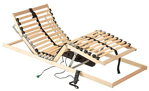 QZZCED Rete elettrica a doghe 100 x 200 cm con 7 zone di comfort, regolazione manuale di testa e piedi, struttura robusta in legno di faggio e betulla, 4 doghe doppie regolabili