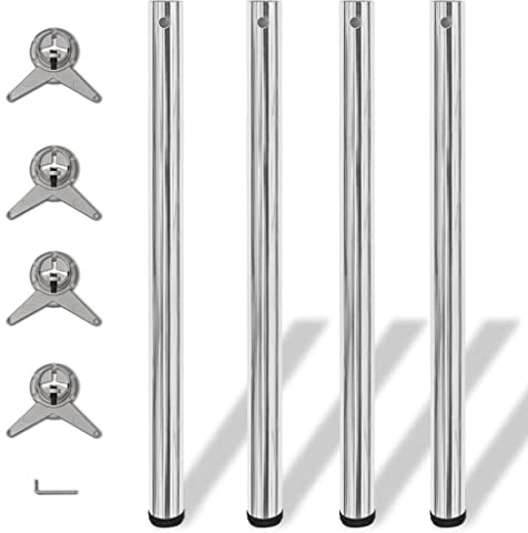 vidaXL 4X Pieds Table Chrome à Hauteur Réglable 870 mm Bureau Plan de Travail