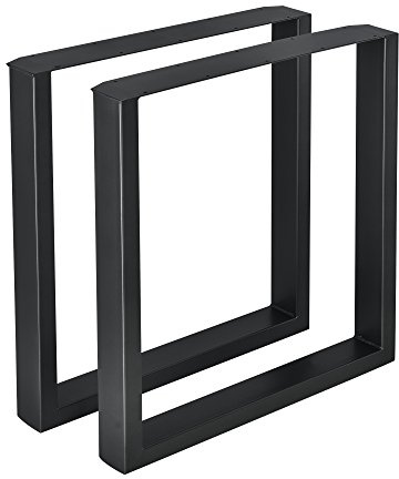 [en.casa] Set di 2 Gambe in Acciaio per Mobili Fai da Te (LxA) 70 x 72 cm - Gambe DIY di Forma Rettangolare per Tavolo Bancone Incl. Feltrini - Nero
