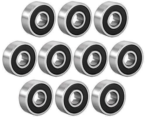 sourcing map 10 Stück 606-2RS Kugellager doppelt abgedichtet 6mmx17mmx6mm Kohlenstoffstahl Z1