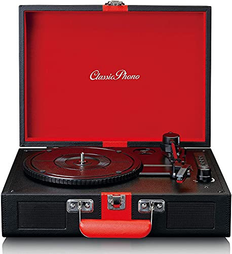 Lenco 810095 giradischi classic phono by tt-110 - giradischi - 33, 45 e 78 giri/min - bluetooth - trasmissione a cinghia - 2 altoparlanti - ingresso aux-in, uscita rca, 3,5 mm - nero/rosso