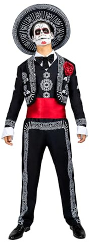 Funidelia Disfraz de Mariachi para Hombre con sombrero, Traje de Día de los Muertos Catrina para adulto, Disfraces de Halloween y Carnaval – Talla S
