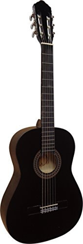 MSA Musikinstrumente 4/4 GITARRE - KONZERTGITARRE SCHWARZ - CLASSIC - HOCHGLANZ POLIERT - MENSUR 64cm - DECKE: Lindenholz