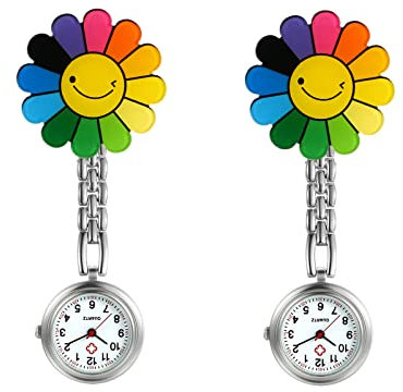 Avaner Uhren Krankenschwesteruhr Cartoon Taschenuhr FOB Uhr Silikon Pflegeruhr mit Clip Anlog Quarzuhr