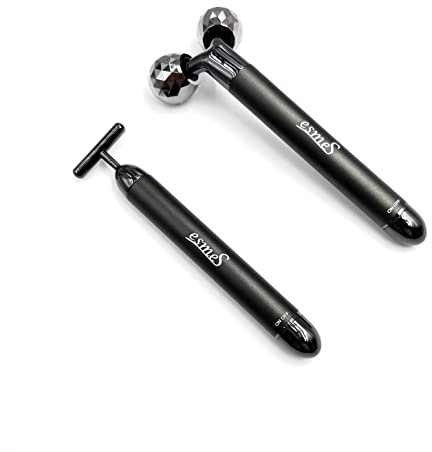 esmeS | Gesicht und Beauty Set | Massageroller | T-förmiges Gesichtsmassagegerät | Hautpflege Tool | Vibrationsmassagegerät | Anti-Falten Hautstraffung | Augenmassagegerät, Anthrazit Grau