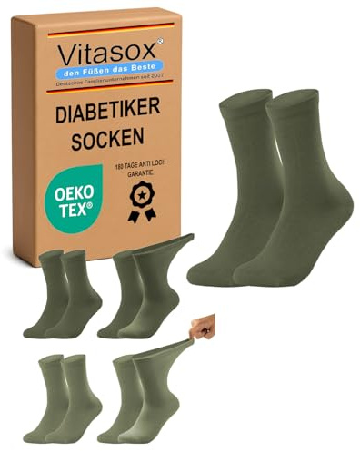 Vitasox Calcetines de caballero extraanchos de algodón, calcetines sanitarios sensibles sin elástico, sin costura, lote de 6 u 8 unidades