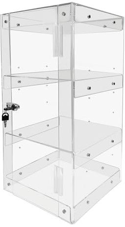 Counter Top Acrylic 2 Shelf Lockable Display Cabinet Case Showcase Shop Display - Clear 60x30x30cm (DS600)