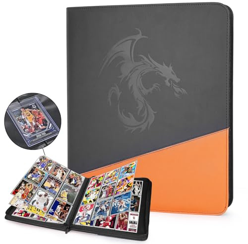 DCY BLUE Raccoglitore toploader a 9 scomparti, per 288 toploader, album per carte da collezione per custodie MTG/TCG e carte sportive da 7,6 x 10,2 cm (3 x 4 pollici), arancione