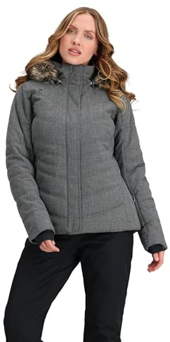 Obermeyer Womens Tuscany II Winter Jacket, Insulated and Waterproof Breathable for Snow and Ski, Grey Charcoal, Size 12