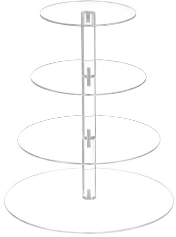 QWORK® 4 Etagen Cupcake Ständer, Tortenständer aus Acryl, Runder Tortenturm, Donut-Ständer, für Hochzeit, Geburtstag, Party