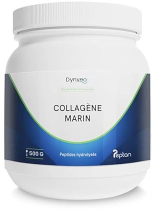 Collagène Marin hydrolysé - Peau souple & hydratée - Type 1 peptides bioactifs 2000 DA - Haute Biodisponibilité - Collagène en Poudre Qualité Peptan®- Issu de pêche durable - 500G (48 jours) - Dynveo