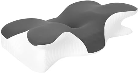 Fiorky Almohada de espuma viscoelástica, almohada ortopédica ergonómica en forma de mariposa, almohada de apoyo contorneada de rebote lento, transpirable, suave, almohada de apoyo para dormir de lado