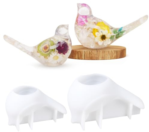 YBEATY Lot de 2 moules en silicone en forme d'oiseau 3D pour résine époxy - Moule unique pour bricolage, artisanat, mur, Noël, décoration de bureau