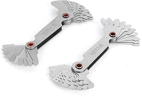 MasYosh Jauge de Filetage, 2 Outils de Mesure de Pas de Vis en Acier Inoxydable avec 20 Lames pour Filetages Métriques 60 et Impériaux 55, Test D'étalonnage de Traitement de Filetage