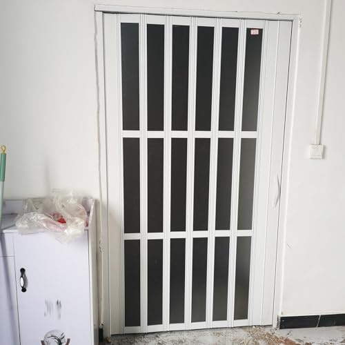 PVC-fälldörrar, dragspelsdörrar Vit 205 cm dragspelsvikdörr med handtag i akrylglas flera storlekar(202x205cm/79.5x80.7in)