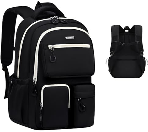 MITOWERMI 18in Children's Backpacks for Boys Girls, Lightweight Teens Boys School Bag Kids Bookbag Laptop Backpack Casual Travel Daypacks, Black