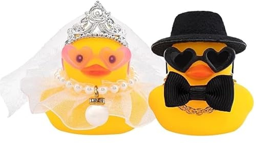 argtnayk 2 pezzi di gomma per matrimonio, regalo di nozze per coppia di sposi, matrimonio, set da 2 paperelle da bagno con design a farfalla, come regalo di nozze e decorazione, piccola anatra gialla