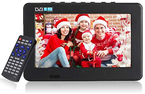 Digital TV, Portable TV with Freeview Built-In Rechargeable Battery, 16:9 Portable TFT-LED HD Digital Analog Color TV Television Player for Motorhome, Caravan, Car, Bedroom(7inch)