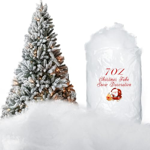 Tatuo Weihnachten Kunstschnee Künstliche Schnee Decke Faser Flauschig Schnee Gefälscht Indoor Schnee für Weihnachtsbaum Winter Mantel Dorf Deko, Einfache Weihnachtsdeko, 5,3 Unzen (1 Tasche)