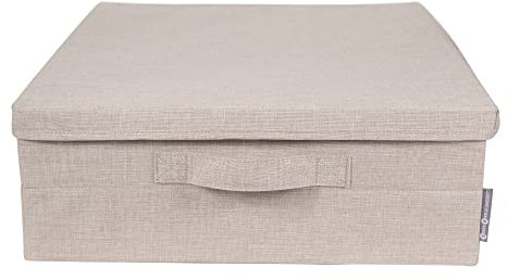 BIGSO Unterbett Aufbewahrungsbox – faltbare Box mit Griffen für Decken, Kleidung, Kissen, Spielzeug und mehr – Aufbewahrungslösung aus Polyester und Pappe – beige