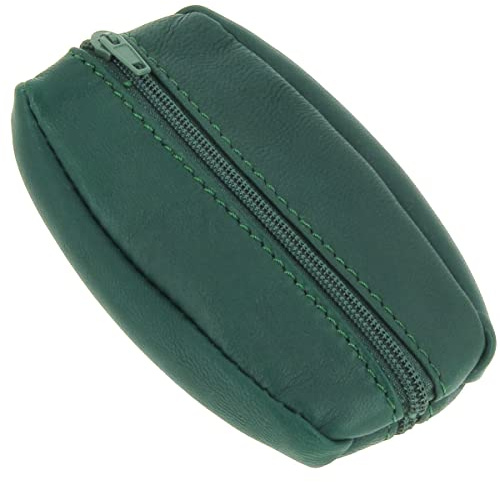 Karl Loven - Monedero para Hombre, de Piel auténtica, tamaño pequeño, Negro, Ligero, Fino y Resistente, Doble Compartimento de Moneda, Billete, Llavero, Verde, Talla única, Monedero
