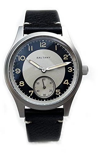Baltany Smoking Retro Watch 36mm Sub Second 60s Mini Popolare Dress Watches Acciaio Inox Cinturino in Pelle Orologio Da Polso, In pelle., Movimento al quarzo