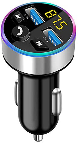 Transmetteur FM Amélioré Bluetooth 5.0 Transmetteur FM Adaptateur radio sans fil Kit de voiture avec double chargement USB Chargeur de voiture Lecteur MP3 Prise en charge de la carte TF Pochette Carte