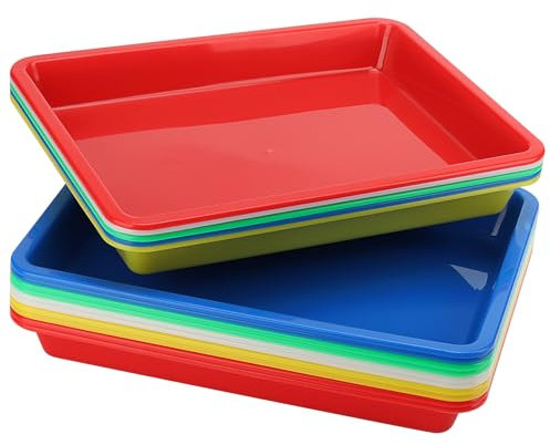 MANCHAP 15 bandejas de plástico de colores de 28 x 21,5 x 3 cm, bandeja organizadora de manualidades de plástico de 5 colores para proyectos de bricolaje, manualidades y pintura