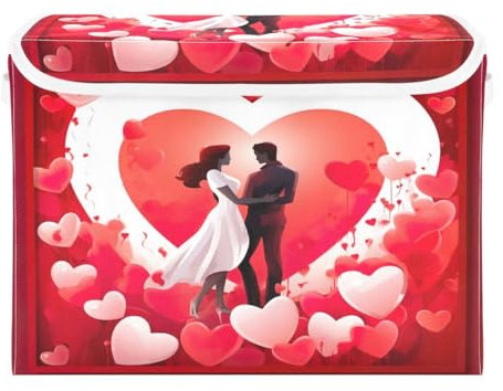JUMBEAR Contenitori pieghevoli per San Valentino, coppie, con coperchio, in tessuto, per camera da letto, ufficio