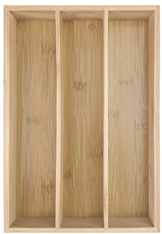 Ghazpmuk Portaposate da Cassetto in Bambù, Organizer Cassetti Cucina con 3 Scomparti, Portaposate da Cassetto per Utensili, Vassoio per Posate in Bambù, per Cucina, Ufficio, Officina